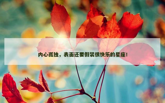 内心孤独，表面还要假装很快乐的星座！