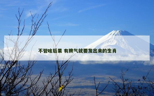 不管啥后果 有脾气就要发出来的生肖