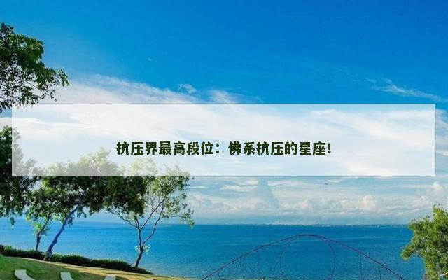 抗压界最高段位：佛系抗压的星座！