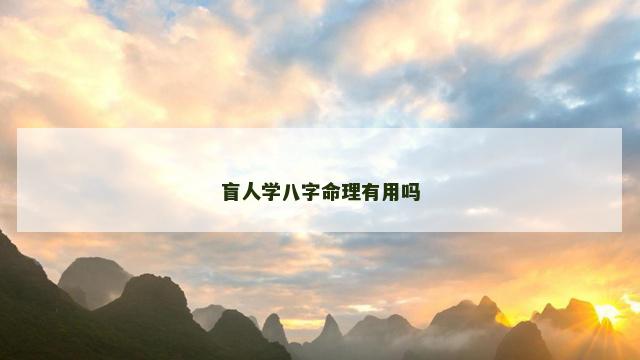 盲人学八字命理有用吗