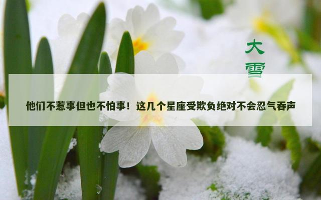 他们不惹事但也不怕事！这几个星座受欺负绝对不会忍气吞声