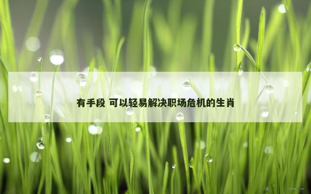 有手段 可以轻易解决职场危机的生肖