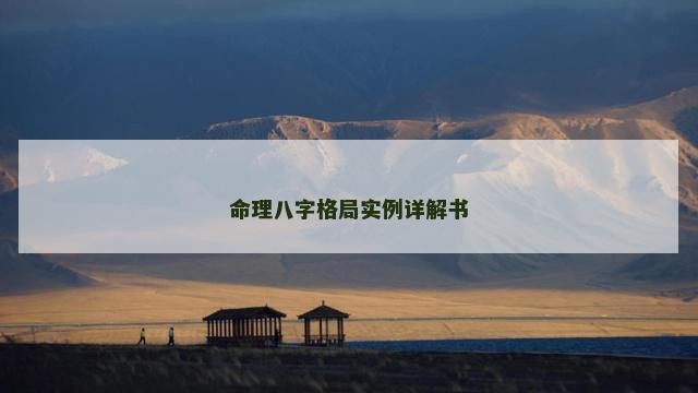 命理八字格局实例详解书