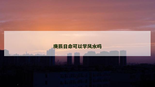 庚辰日命可以学风水吗