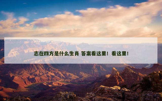志在四方是什么生肖 答案看这里！看这里！