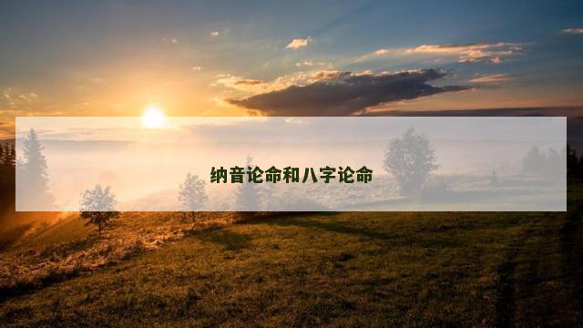 纳音论命和八字论命