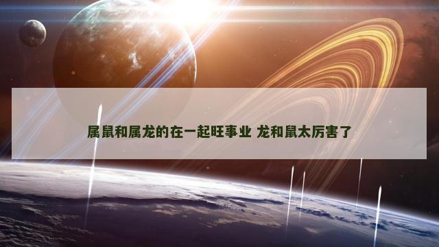 属鼠和属龙的在一起旺事业 龙和鼠太厉害了