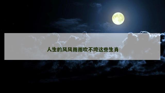 人生的风风雨雨吹不垮这些生肖