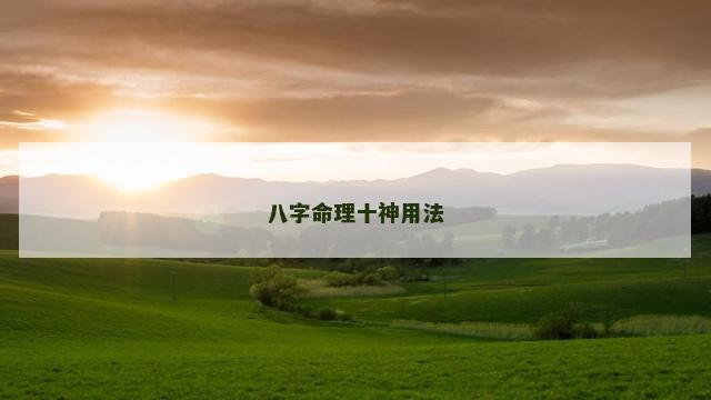 八字命理十神用法
