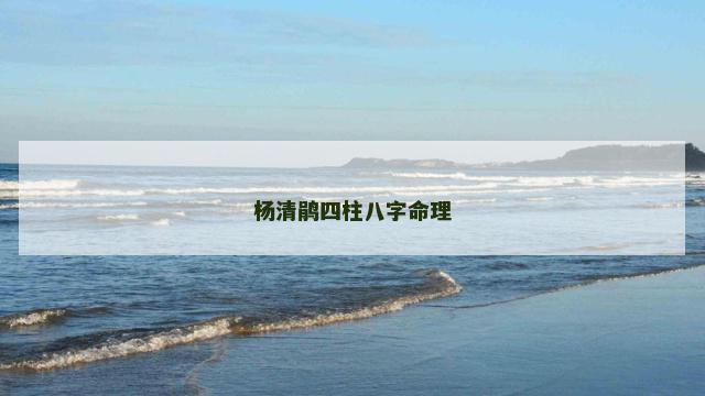 杨清鹃四柱八字命理