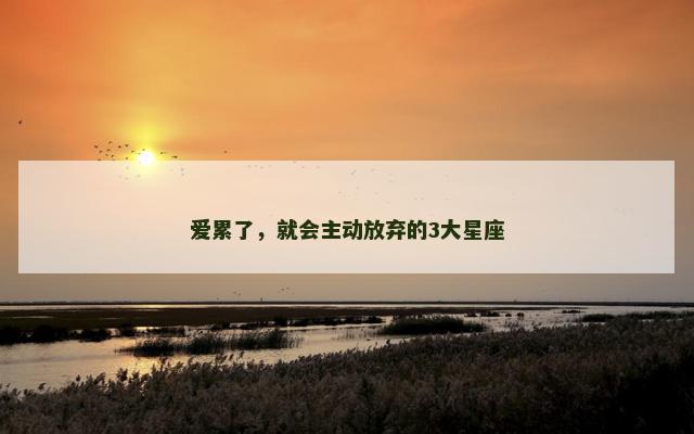 爱累了，就会主动放弃的3大星座