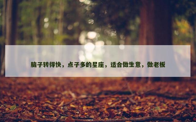 脑子转得快，点子多的星座，适合做生意，做老板