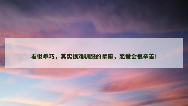 看似乖巧，其实很难驯服的星座，恋爱会很辛苦！
