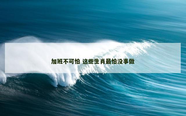 加班不可怕 这些生肖最怕没事做