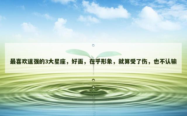 最喜欢逞强的3大星座，好面，在乎形象，就算受了伤，也不认输