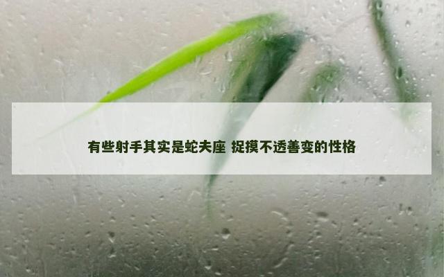 有些射手其实是蛇夫座 捉摸不透善变的性格
