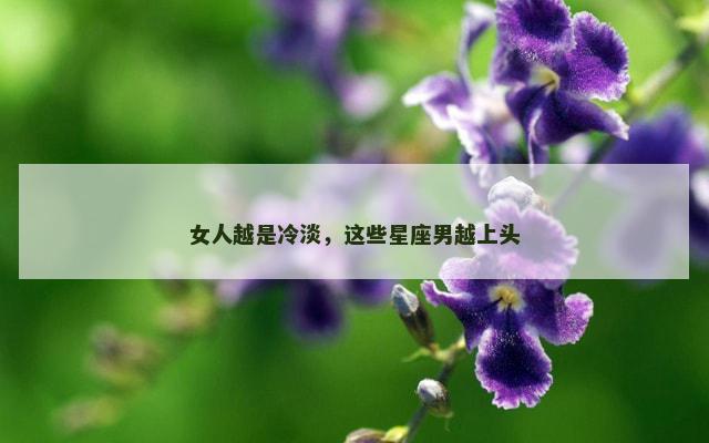 女人越是冷淡，这些星座男越上头