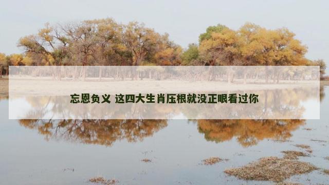 忘恩负义 这四大生肖压根就没正眼看过你