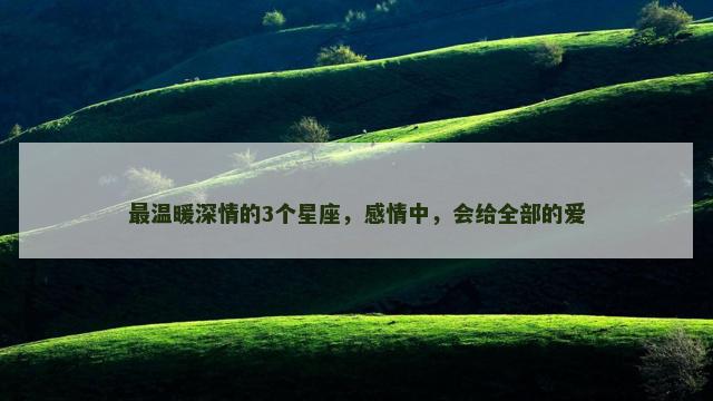 最温暖深情的3个星座，感情中，会给全部的爱