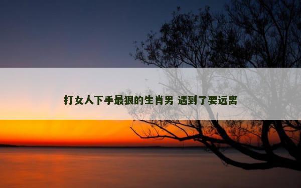 打女人下手最狠的生肖男 遇到了要远离