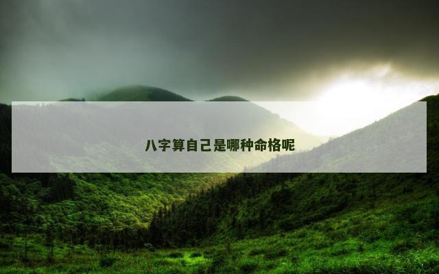 八字算自己是哪种命格呢