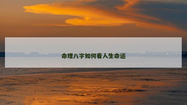 命理八字如何看人生命运