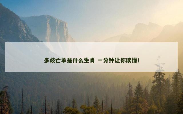 多歧亡羊是什么生肖 一分钟让你读懂！
