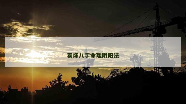 秦烽八字命理阴阳法