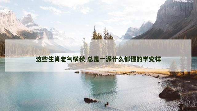 这些生肖老气横秋 总是一派什么都懂的学究样
