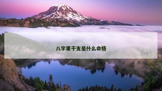 八字里干支是什么命格