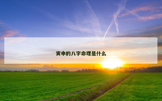 寅申的八字命理是什么
