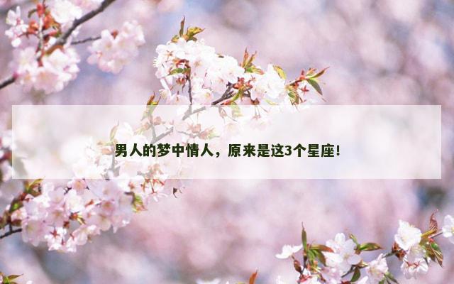 男人的梦中情人，原来是这3个星座！