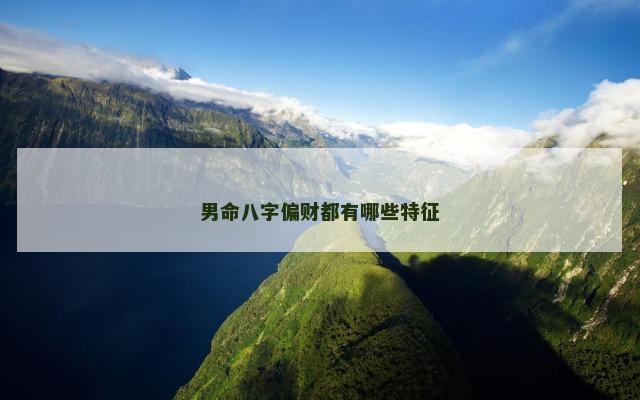 男命八字偏财都有哪些特征