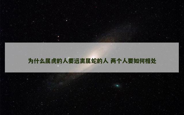 为什么属虎的人要远离属蛇的人 两个人要如何相处