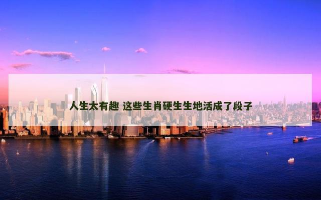 人生太有趣 这些生肖硬生生地活成了段子