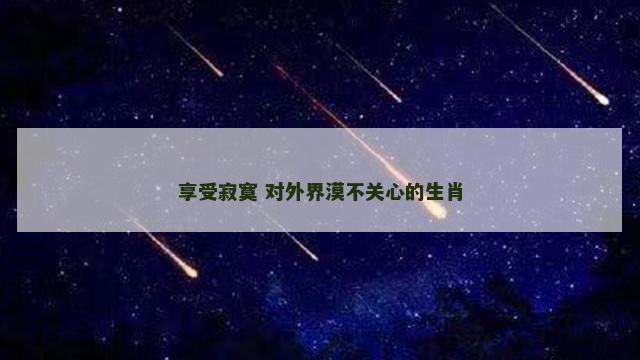 享受寂寞 对外界漠不关心的生肖