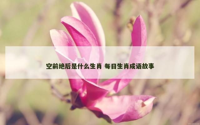 空前绝后是什么生肖 每日生肖成语故事