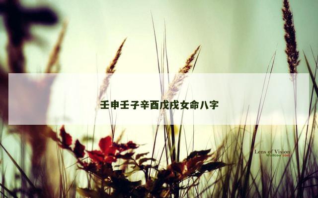 壬申壬子辛酉戊戌女命八字