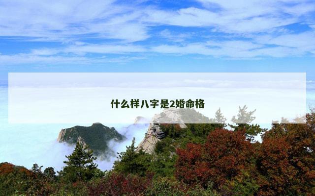 什么样八字是2婚命格