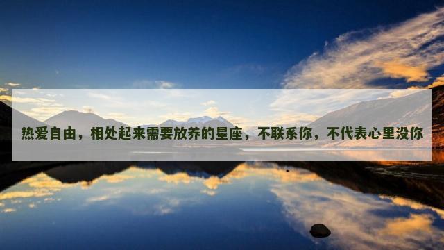热爱自由，相处起来需要放养的星座，不联系你，不代表心里没你