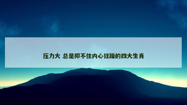 压力大 总是抑不住内心狂躁的四大生肖