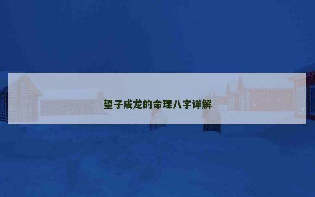 望子成龙的命理八字详解