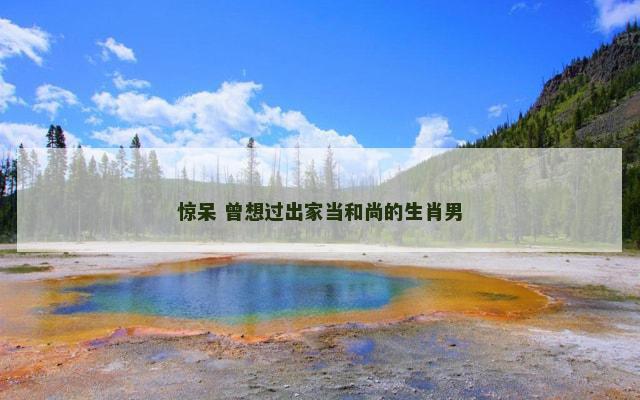 惊呆 曾想过出家当和尚的生肖男