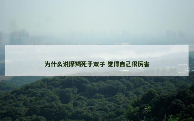 为什么说摩羯死于双子 觉得自己很厉害
