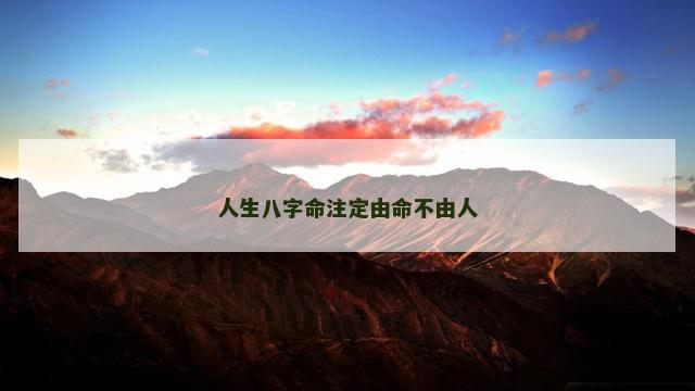 人生八字命注定由命不由人