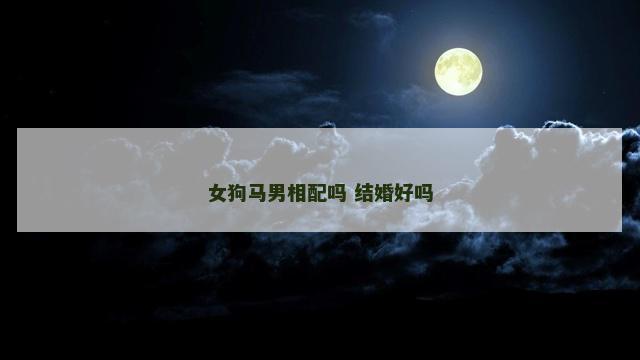 女狗马男相配吗 结婚好吗