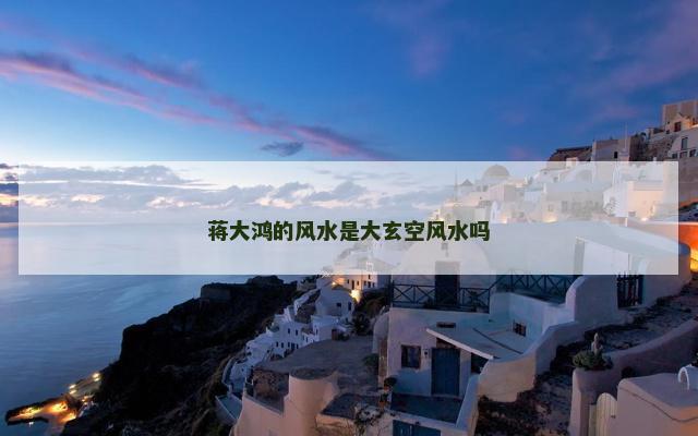 蒋大鸿的风水是大玄空风水吗