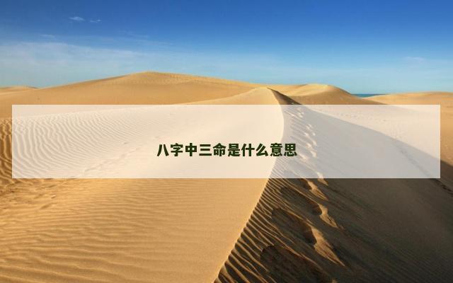 八字中三命是什么意思