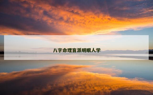 八字命理盲派明眼人学