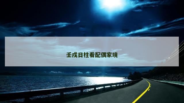 壬戌日柱看配偶家境